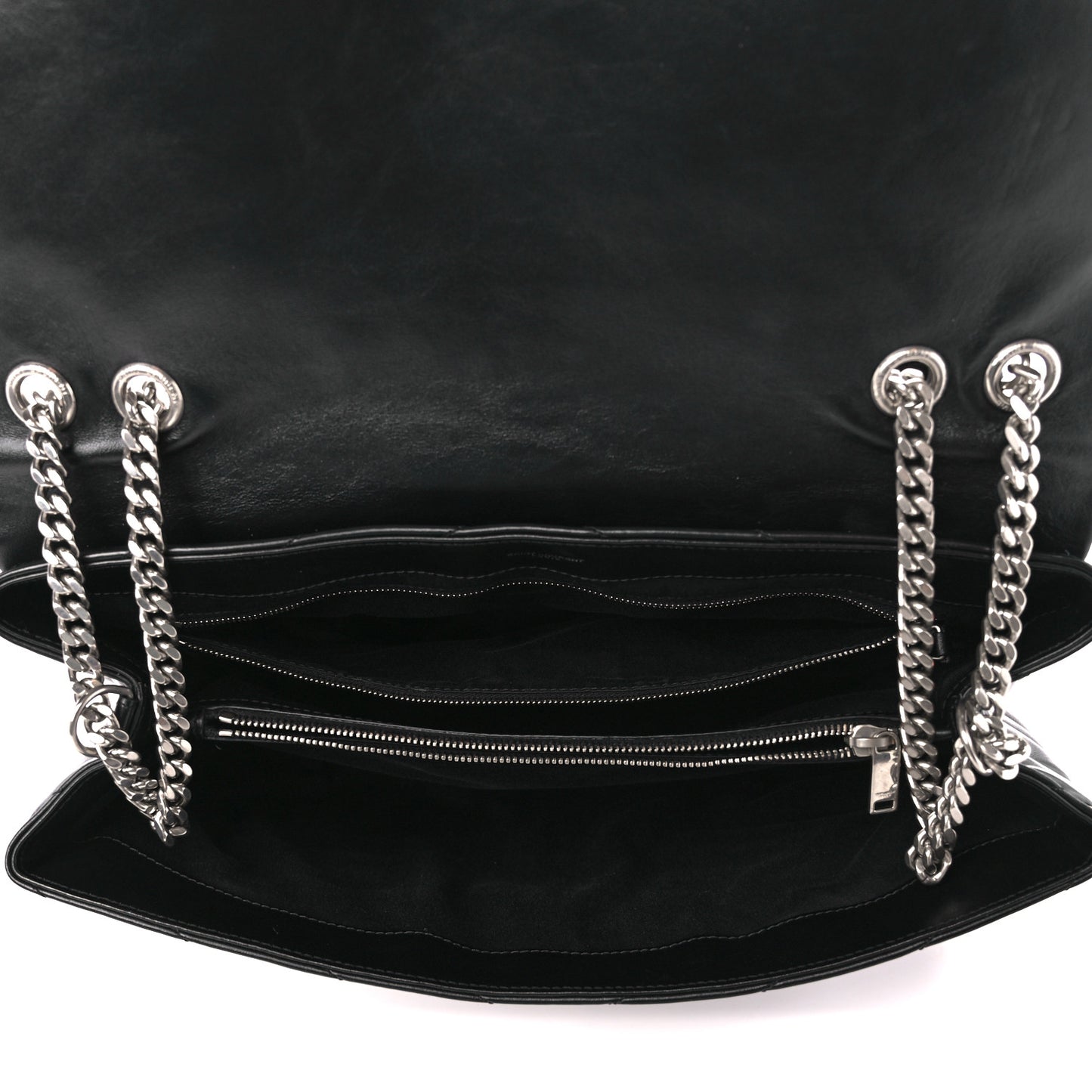 Calfskin Y Quilted Monogram Large Loulou Chain Satchel Black