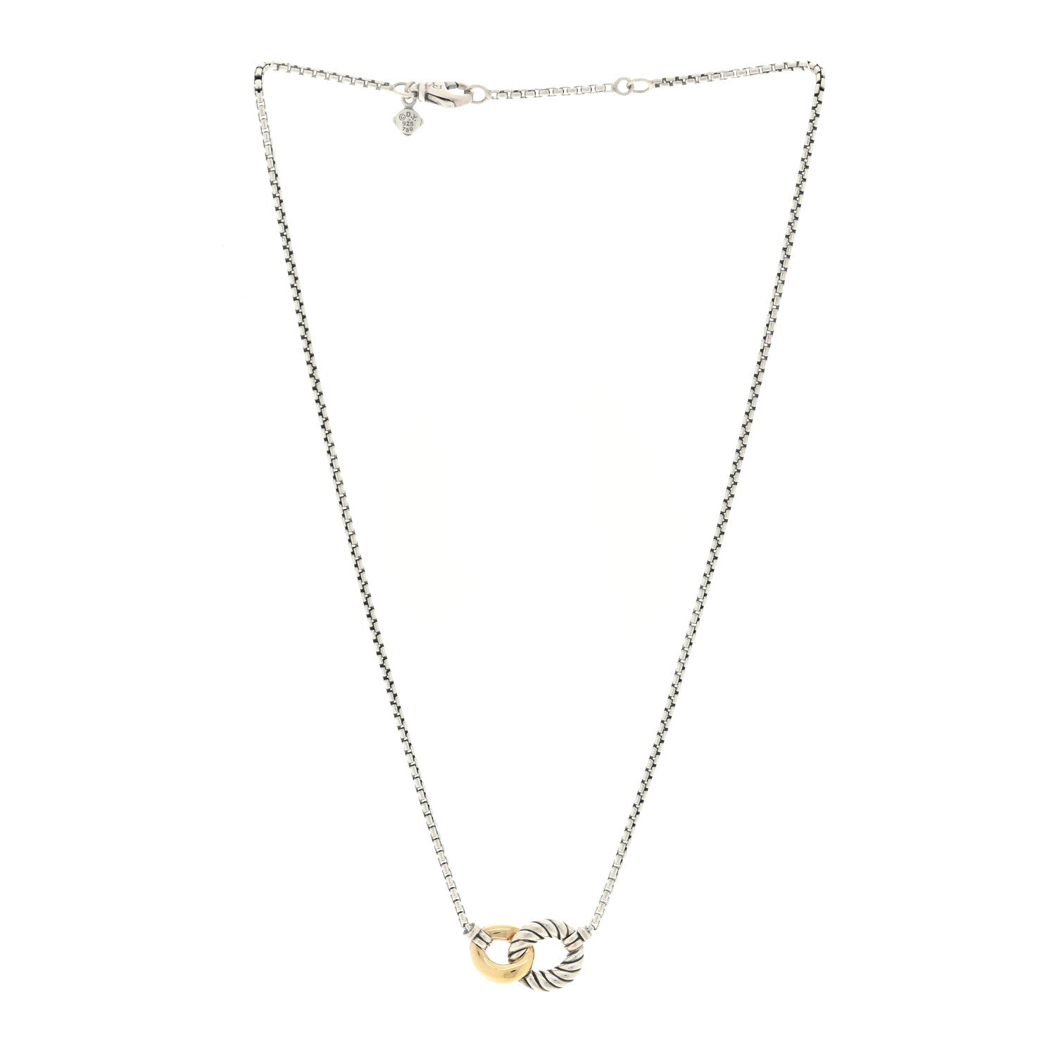 David Yurman Sterling Silver 18K Yellow Gold Belmont Pendant Necklace 2 of 4