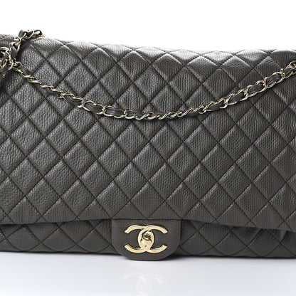 Chanel Metallized Calfskin Quilted XXL Travel Flap Bag Khaki 7 of 9