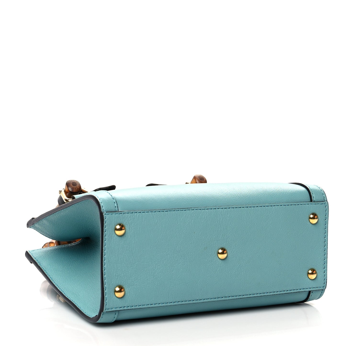 Wonka Grain Calfskin Mini Diana Tote Bag Dusty Azure Orange Fluo