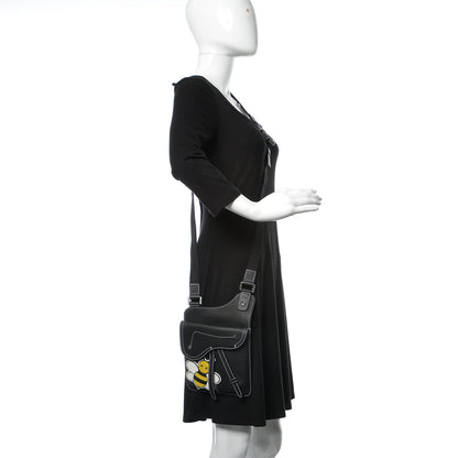 Christian Dior X KAWS Grained Calfskin Bee Saddle Pouch Black 2 of 7