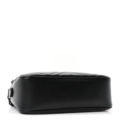 Gucci Calfskin Matelasse Monochrome Small GG Marmont Chain Shoulder Bag Black 4 of 10
