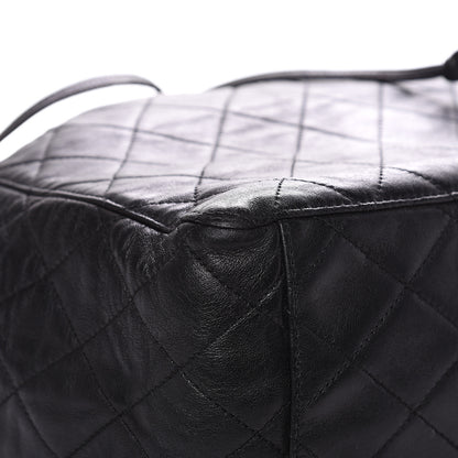 Chanel Lambskin Quilted Drawstring Bucket Bag Black 9 of 14