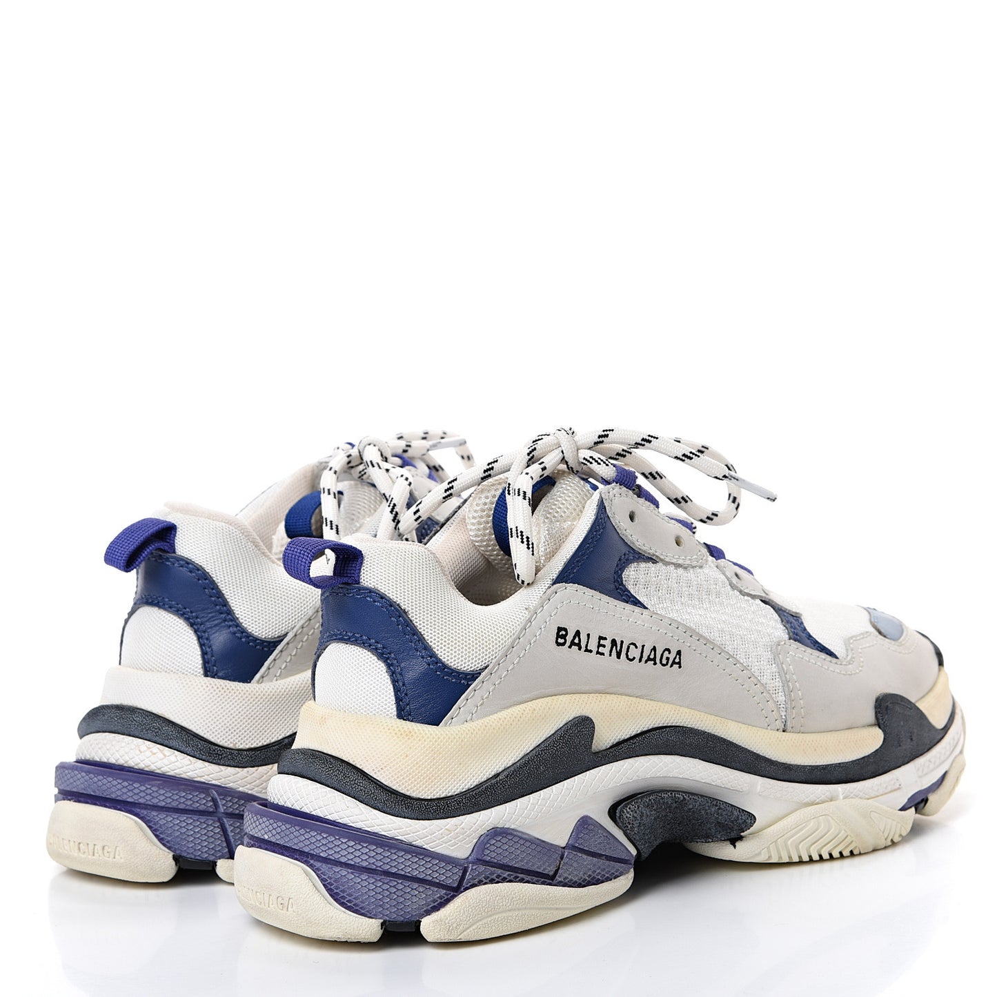 Mesh Nubuck Womens Triple S Sneakers 38 White Bleu Violet