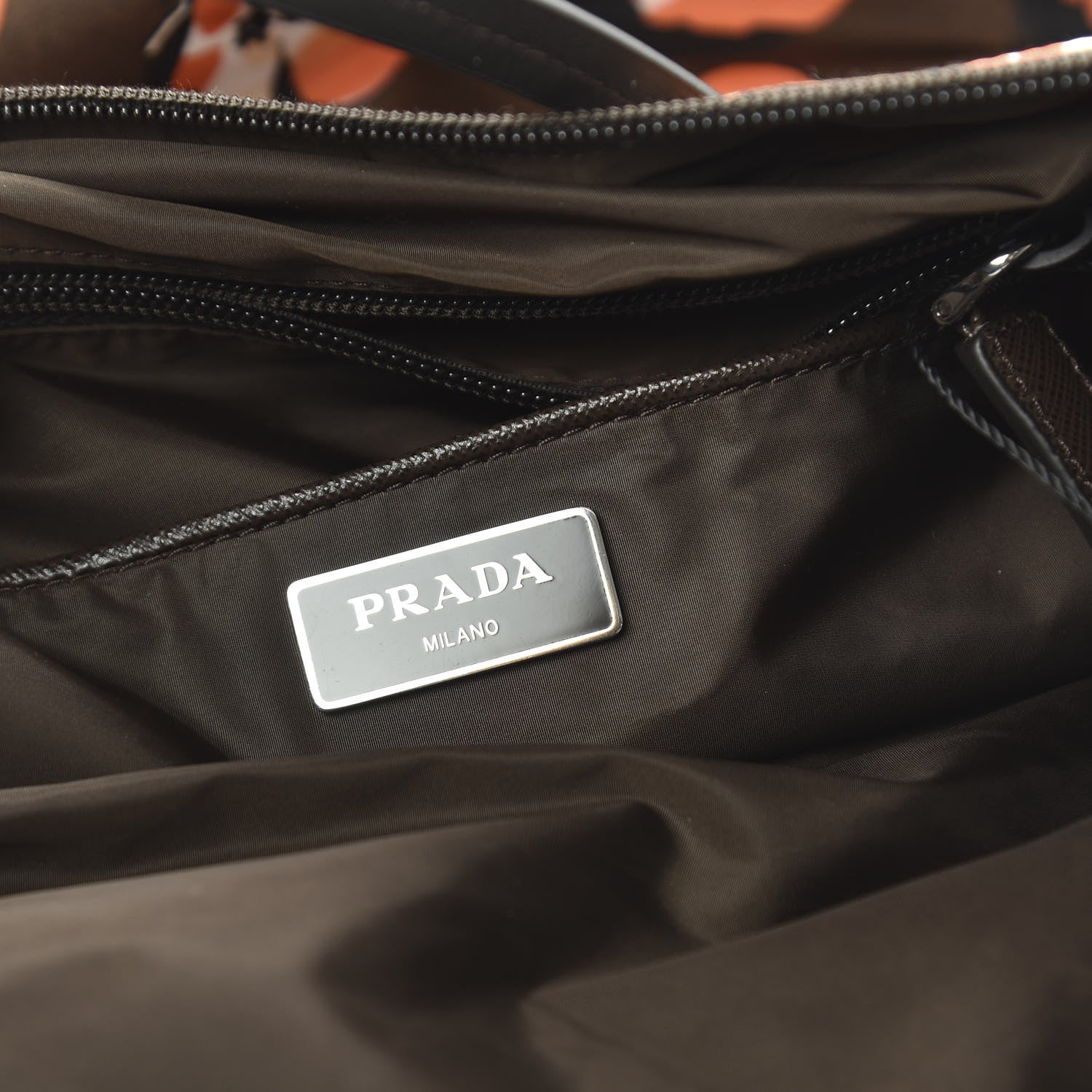 Prada Nylon Tessuto Stampato Saffiano Floral Print Tote Cacao 8 of 9