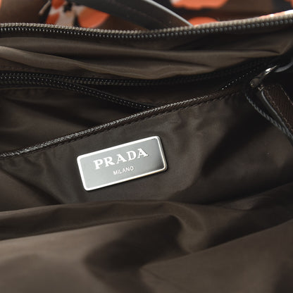 Prada Nylon Tessuto Stampato Saffiano Floral Print Tote Cacao 8 of 9