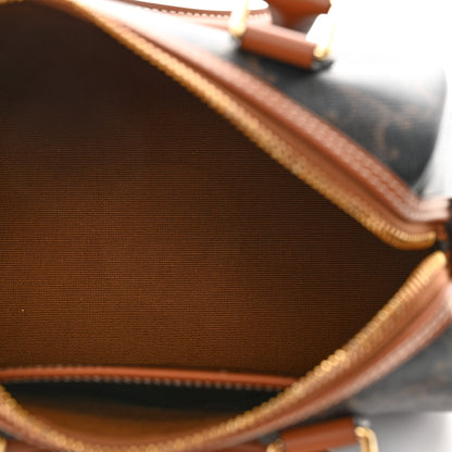 Celine Triomphe Canvas Calfskin Small Boston Bag Tan 5 of 10