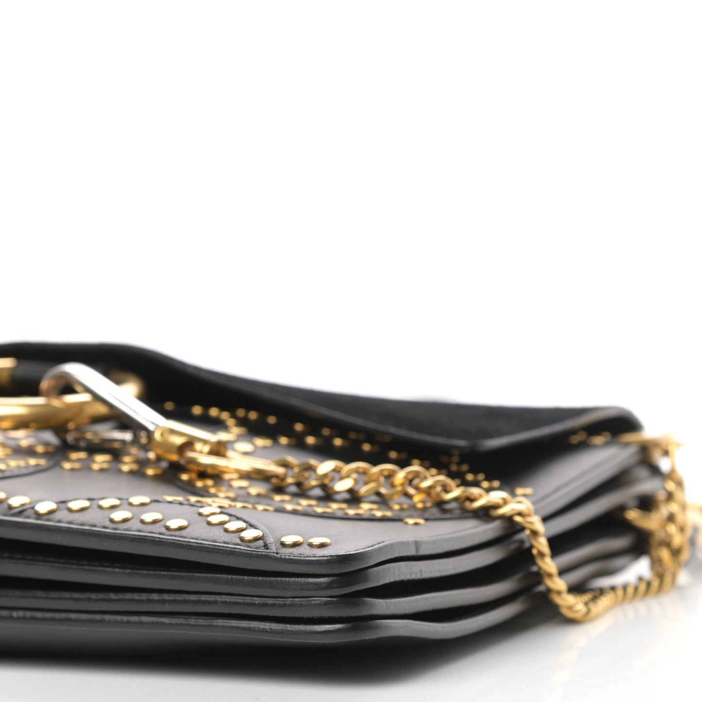Calfskin Suede Studded Medium Faye Shoulder Bag Black