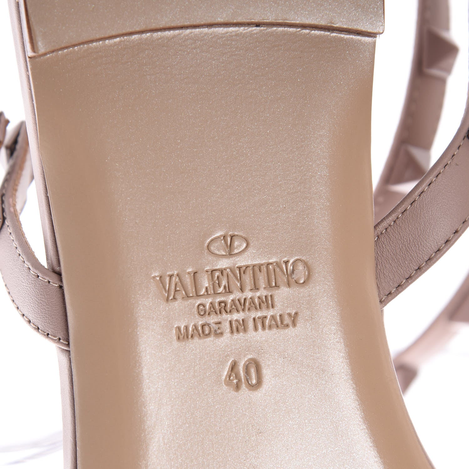 Valentino Garavani Calfskin Monochrome Rockstud Ankle Wrap Flat Thong Sandals 40 Poudre 6 of 7