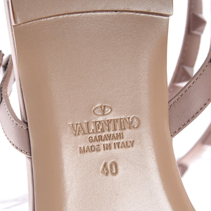 Valentino Garavani Calfskin Monochrome Rockstud Ankle Wrap Flat Thong Sandals 40 Poudre 6 of 7