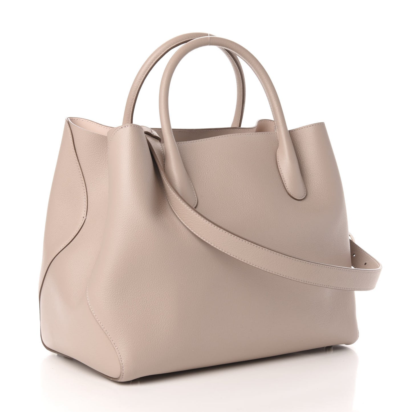 Supple Grained Calfskin Large Open Bar Tote Rose Poudre
