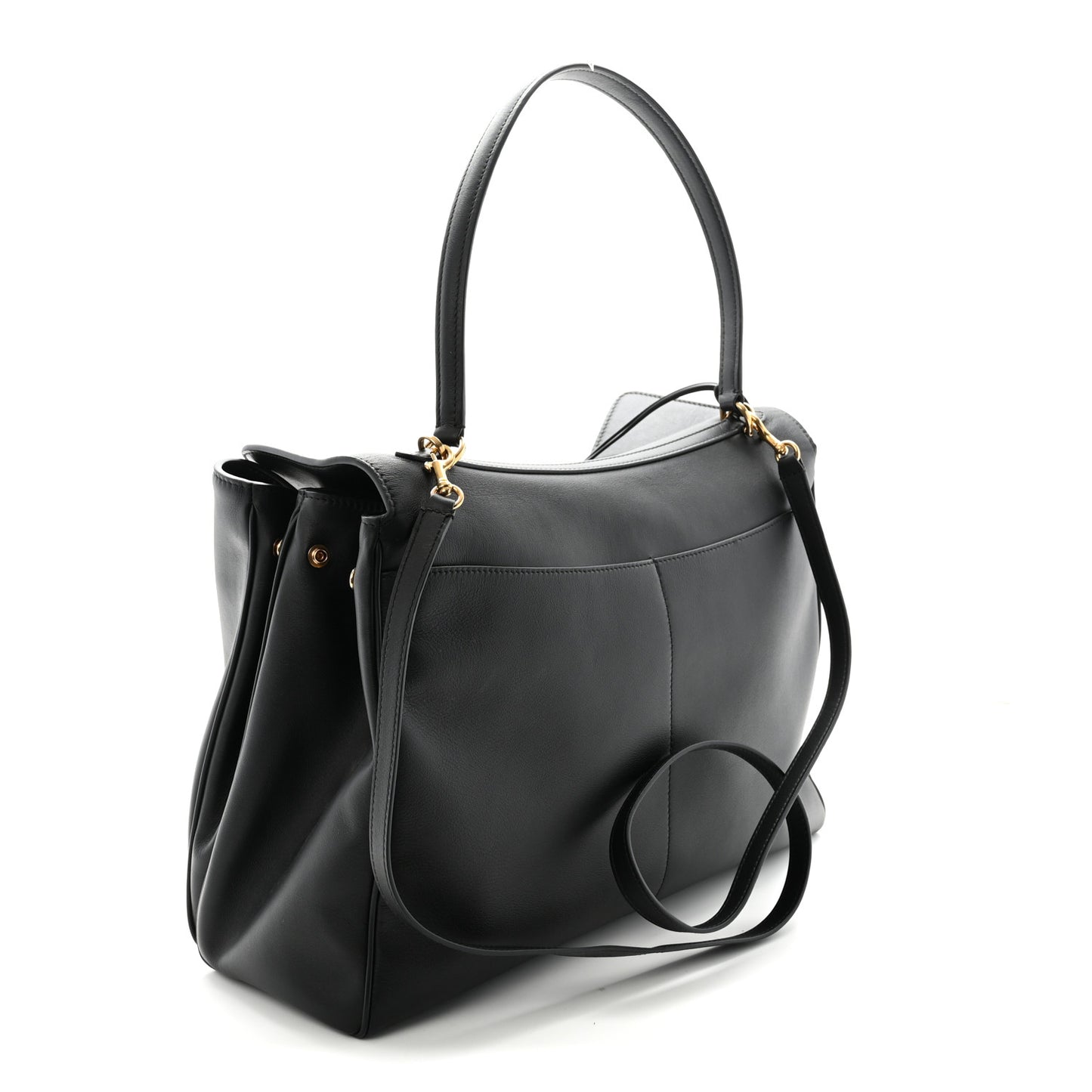 Smooth Calfskin Large Rodeo Top Handle Handbag Black