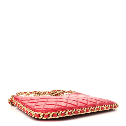 Chanel Shiny Crumpled Lambskin Quilted Large Trendy Chain Around Hobo Red 4 of 10