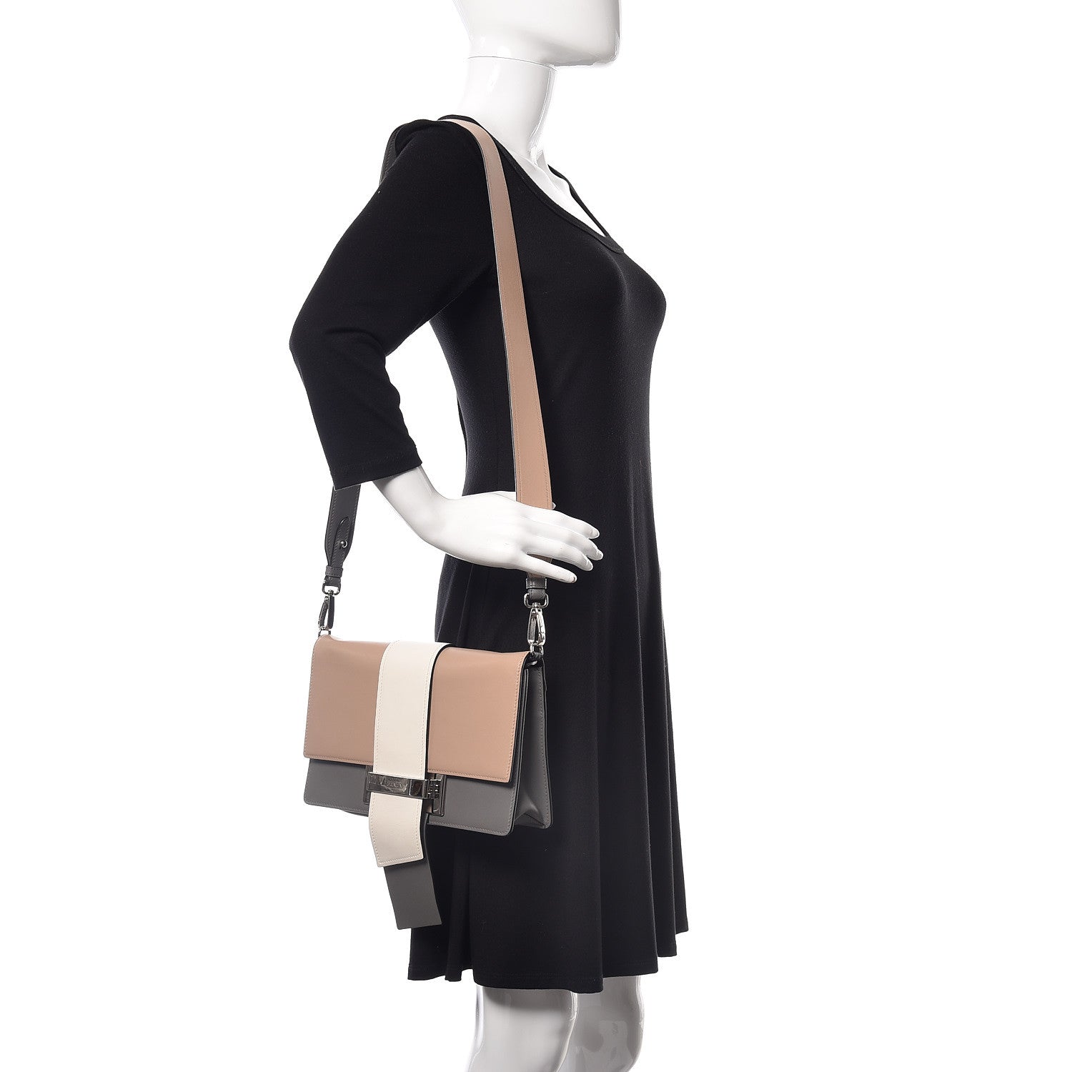 Prada City Calf Ribbon Bag Cammeo White Marmo 2 of 9