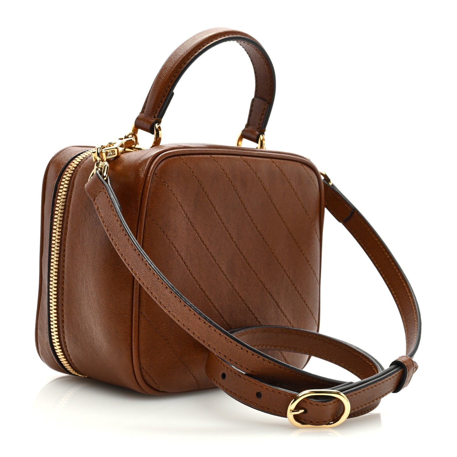 Gucci Sakai Be Green Calfskin Diagonal Stitched Blondie Top Handle Bag Cuir 3 of 10