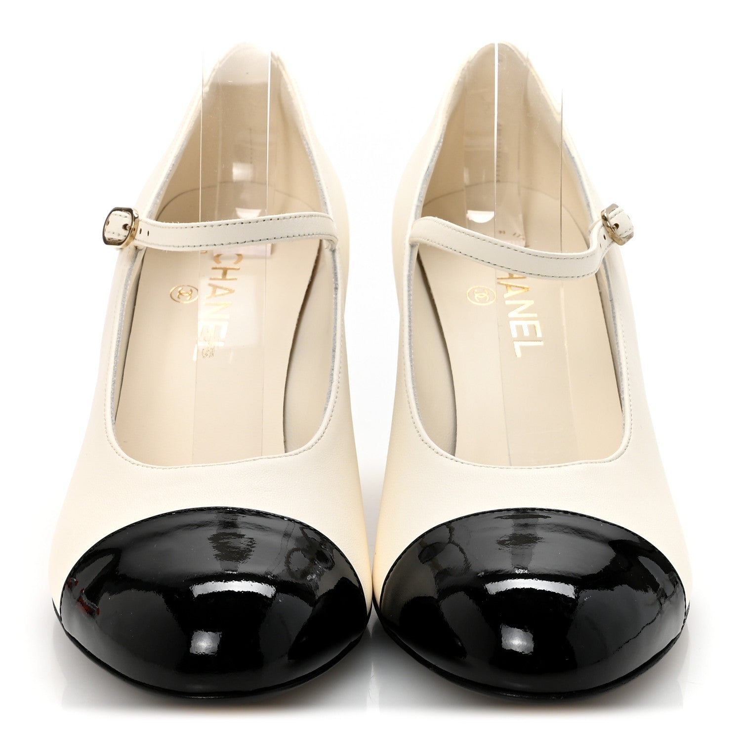 Chanel Lambskin Patent Cap Toe Mary Jane Pearl Pumps 41 White Black 3 of 10