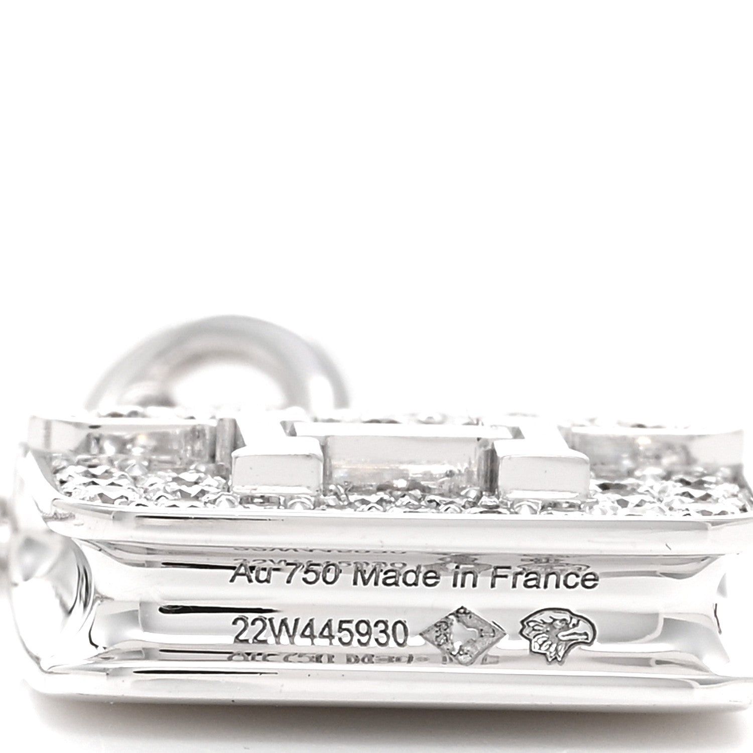 Hermes 18K White Gold Diamond Constance Amulettes Pendant Necklace 5 of 6