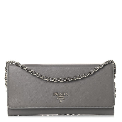 Prada Saffiano Metal Oro Chain Wallet Marmo 1 of 13