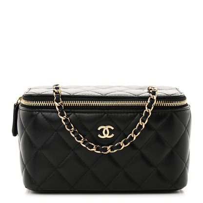 Chanel Lambskin Quilted Small Vanity Case With Chain Black Black 1 of 11