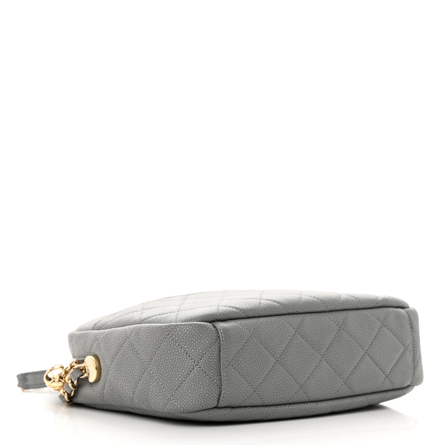 Iridescent Caviar Flat Quilted Small Coco Tassel Camera Case Grey