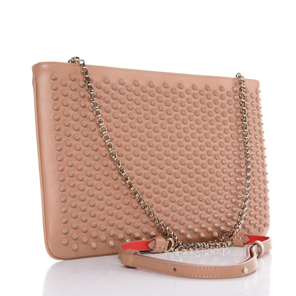 Christian Louboutin Calfskin Studded Loubiposh Chain Clutch Nude 3 of 7