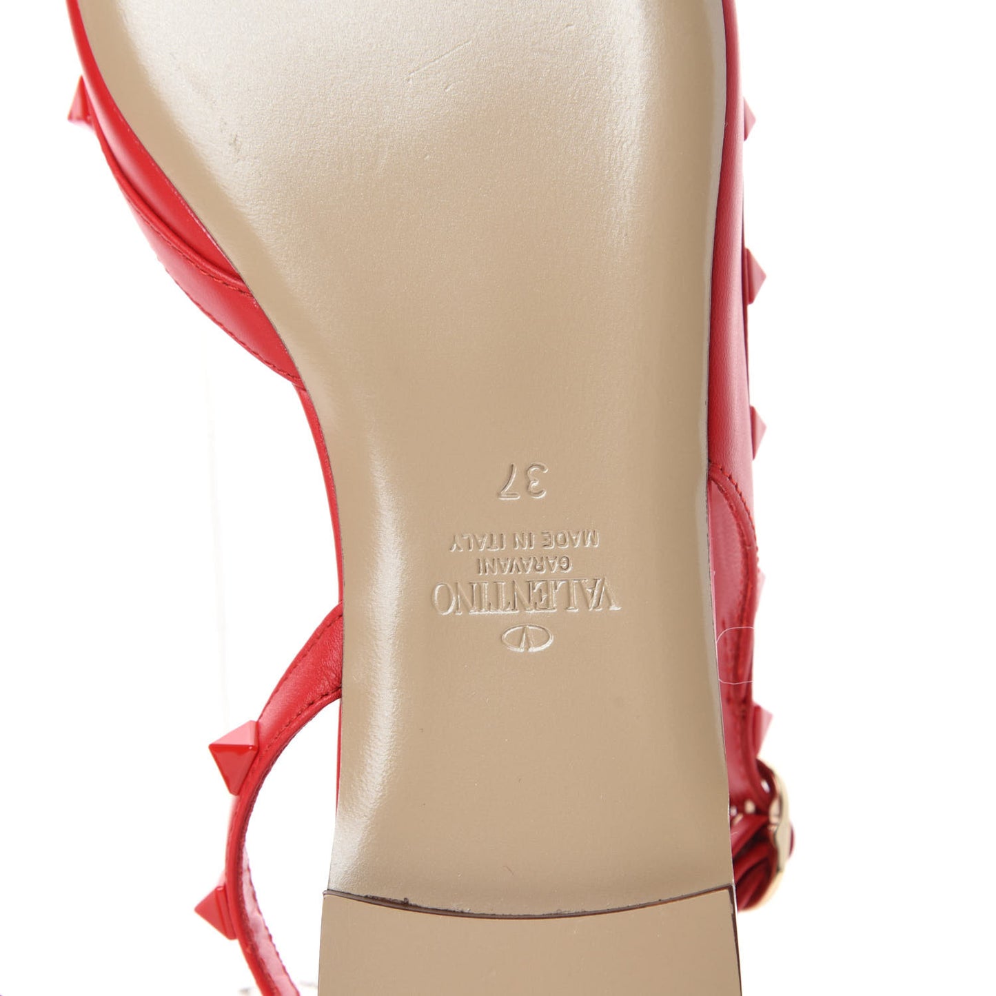 Nappa Monochrome Rockstud Slingback Flats 37 Rosso Valentino