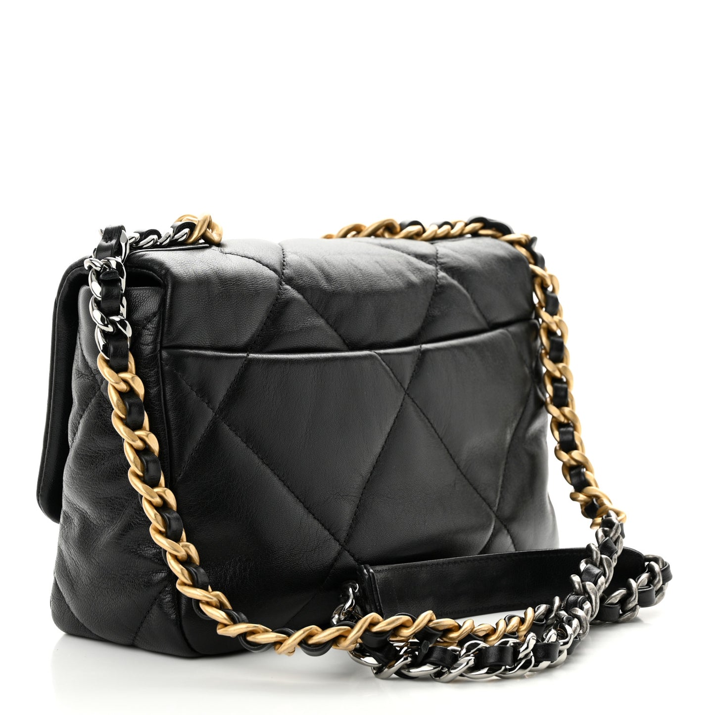 Goatskin Quilted Medium Chanel 19 Flap Black