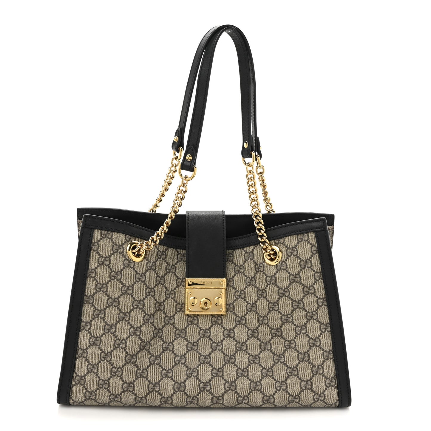 GG Supreme Monogram Medium Padlock Tote Black