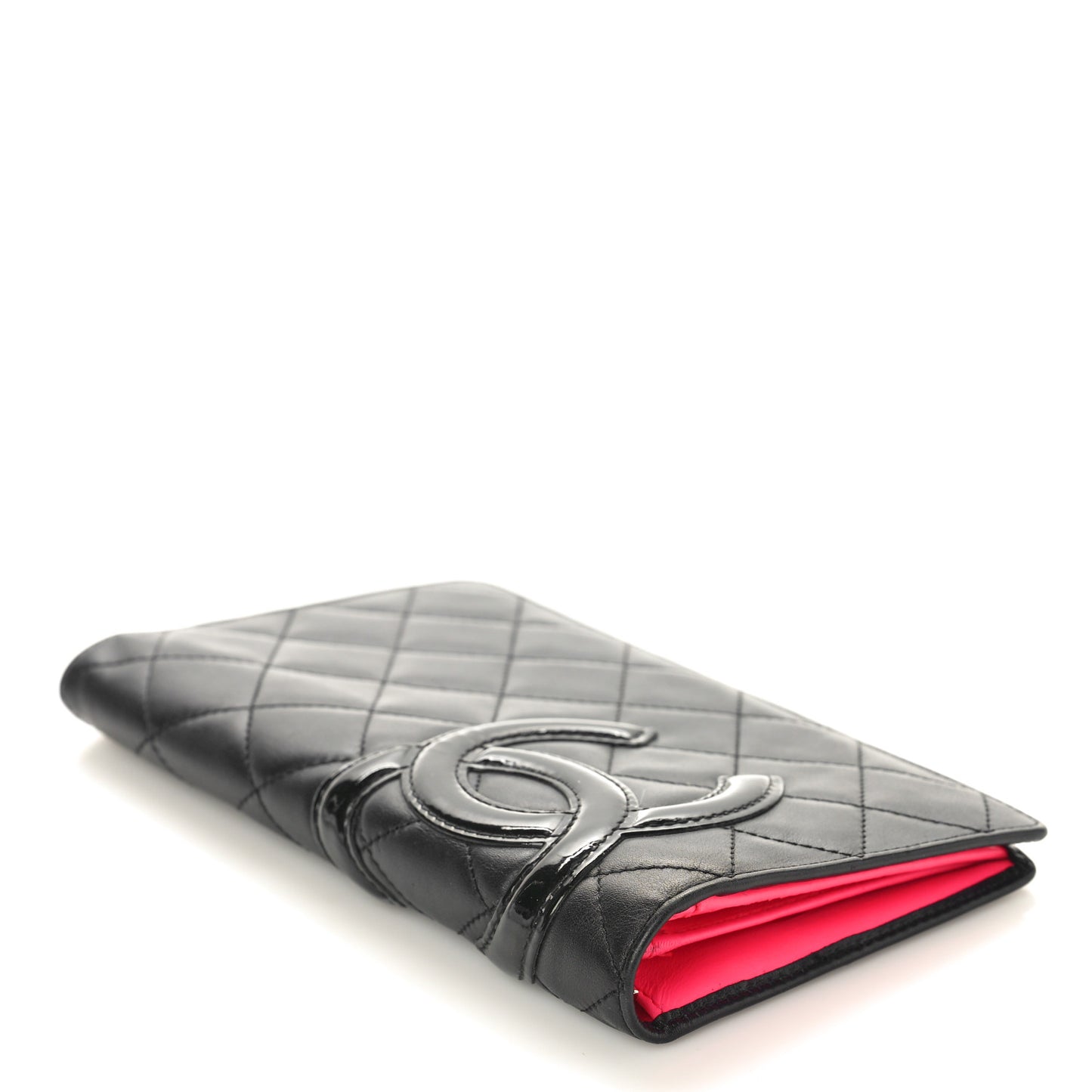 Calfskin Quilted Cambon Yen Wallet Black