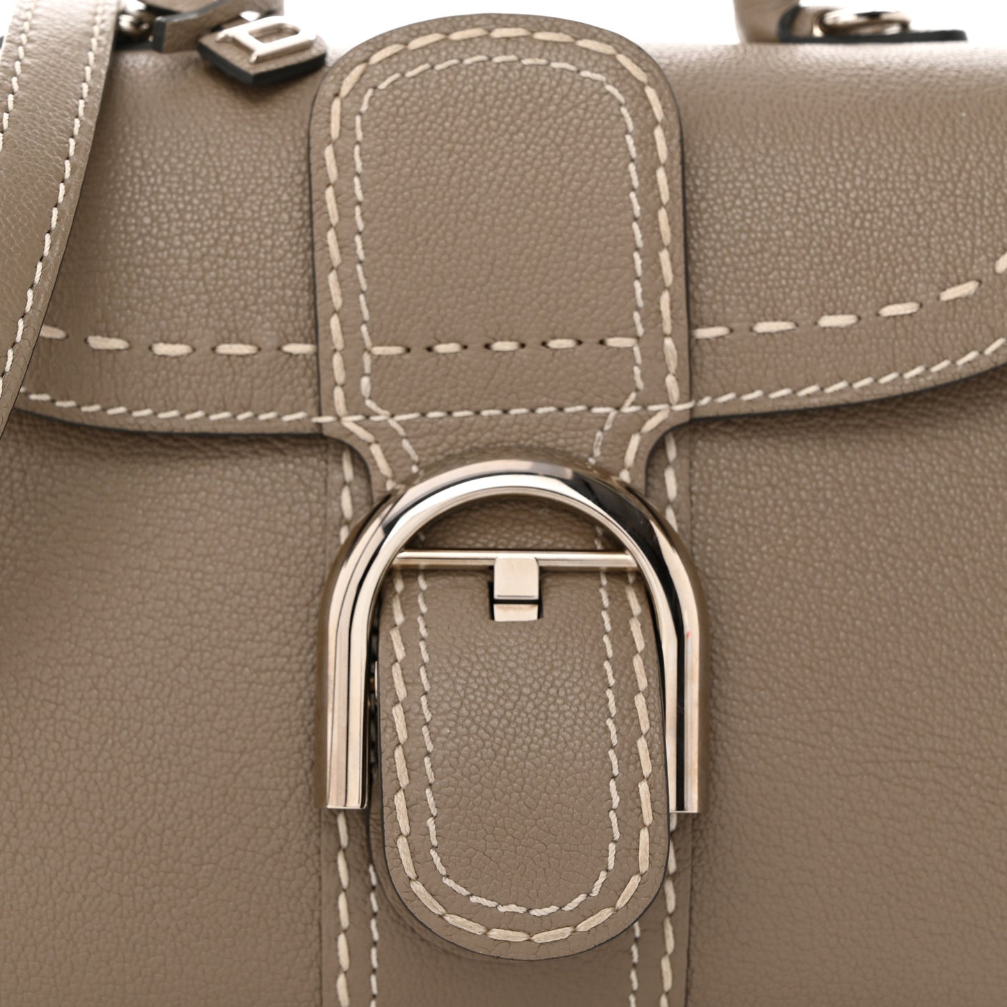 Grained Rodeo Calfskin Surpique Mini Brillant Satchel Tourterelle Ivory