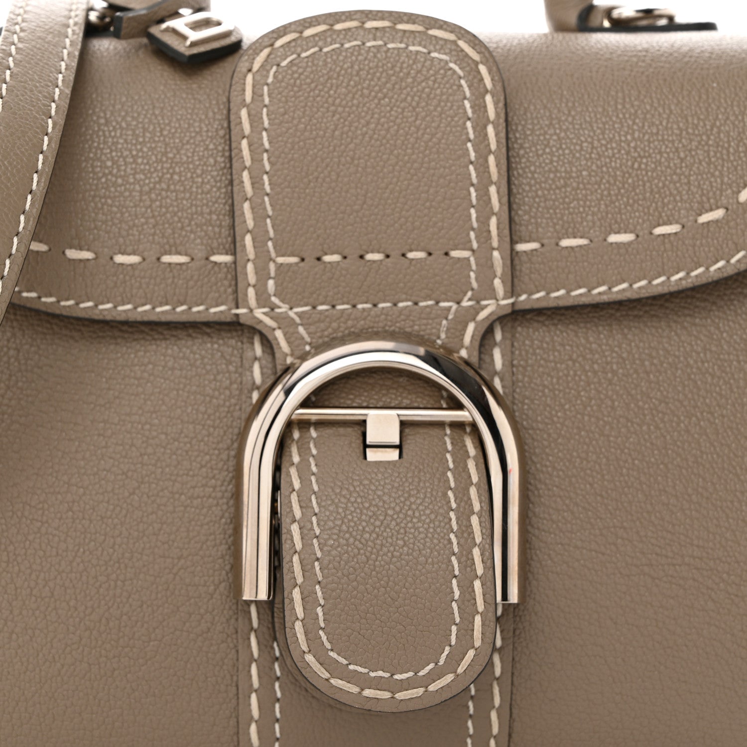 Delvaux Grained Rodeo Calfskin Surpique Mini Brillant Satchel Tourterelle Ivory 8 of 10