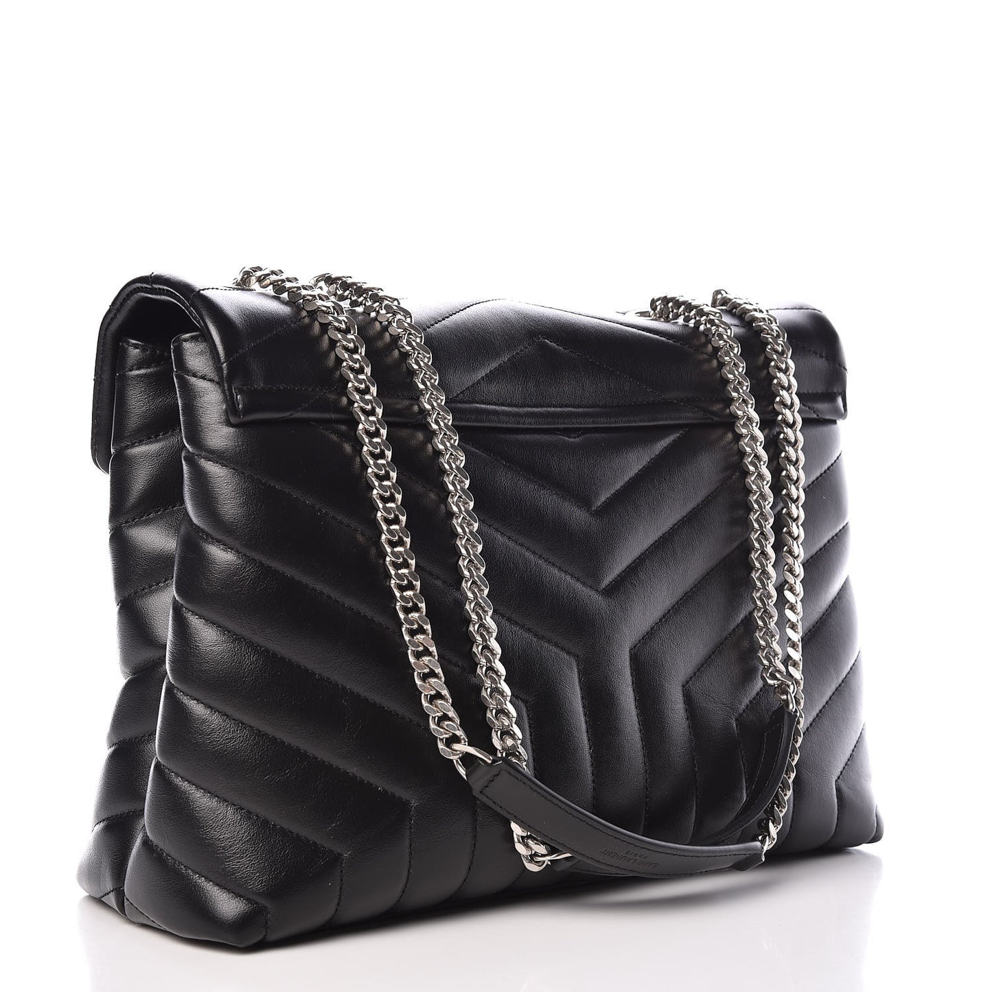 Calfskin Y Quilted Monogram Medium Loulou Chain Satchel Black