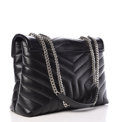 Saint Laurent Calfskin Y Quilted Monogram Medium Loulou Chain Satchel Black 3 of 9
