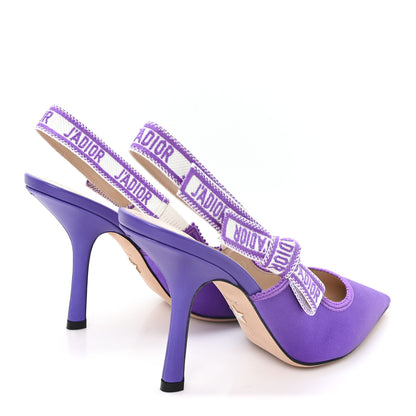 Christian Dior Satin Ribbon J Adior Slingback 100mm Pumps 38 Purple 5 of 10
