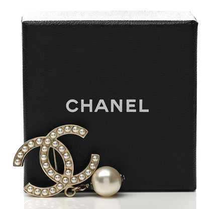Chanel Pearl CC Drop Brooch Gold 4 of 4
