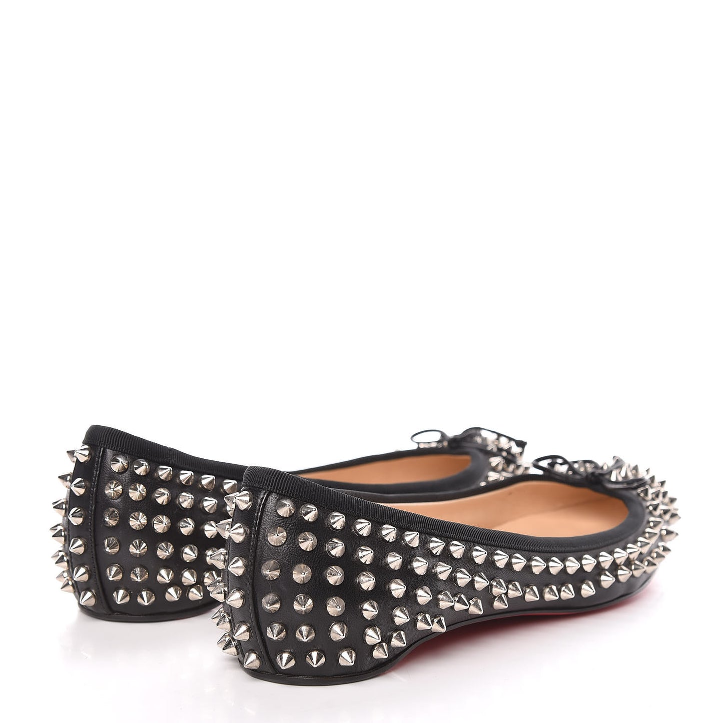 Shiny Nappa Big Kiss Spikes Flats 38.5 Black