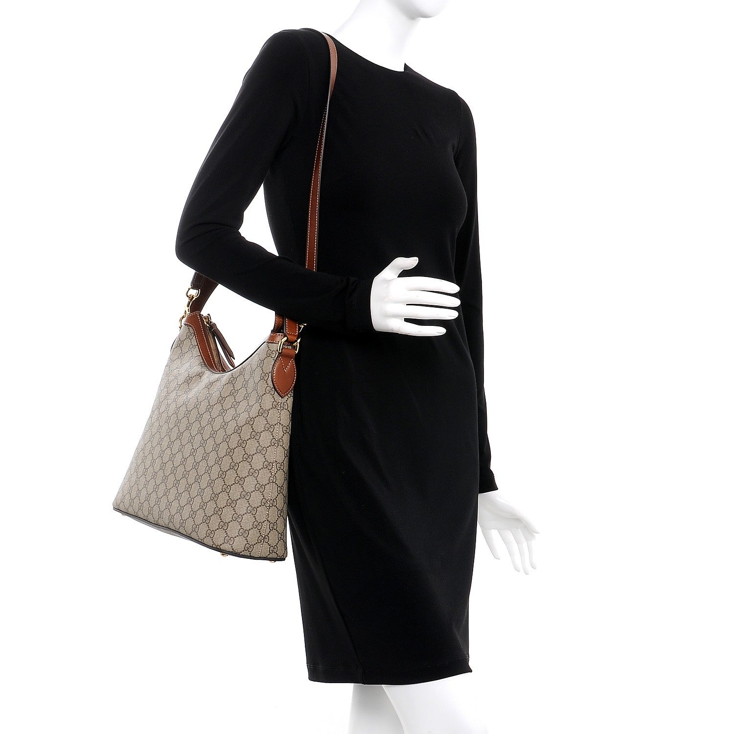 Gucci GG Supreme Monogram Linea A Hobo Brown 2 of 10