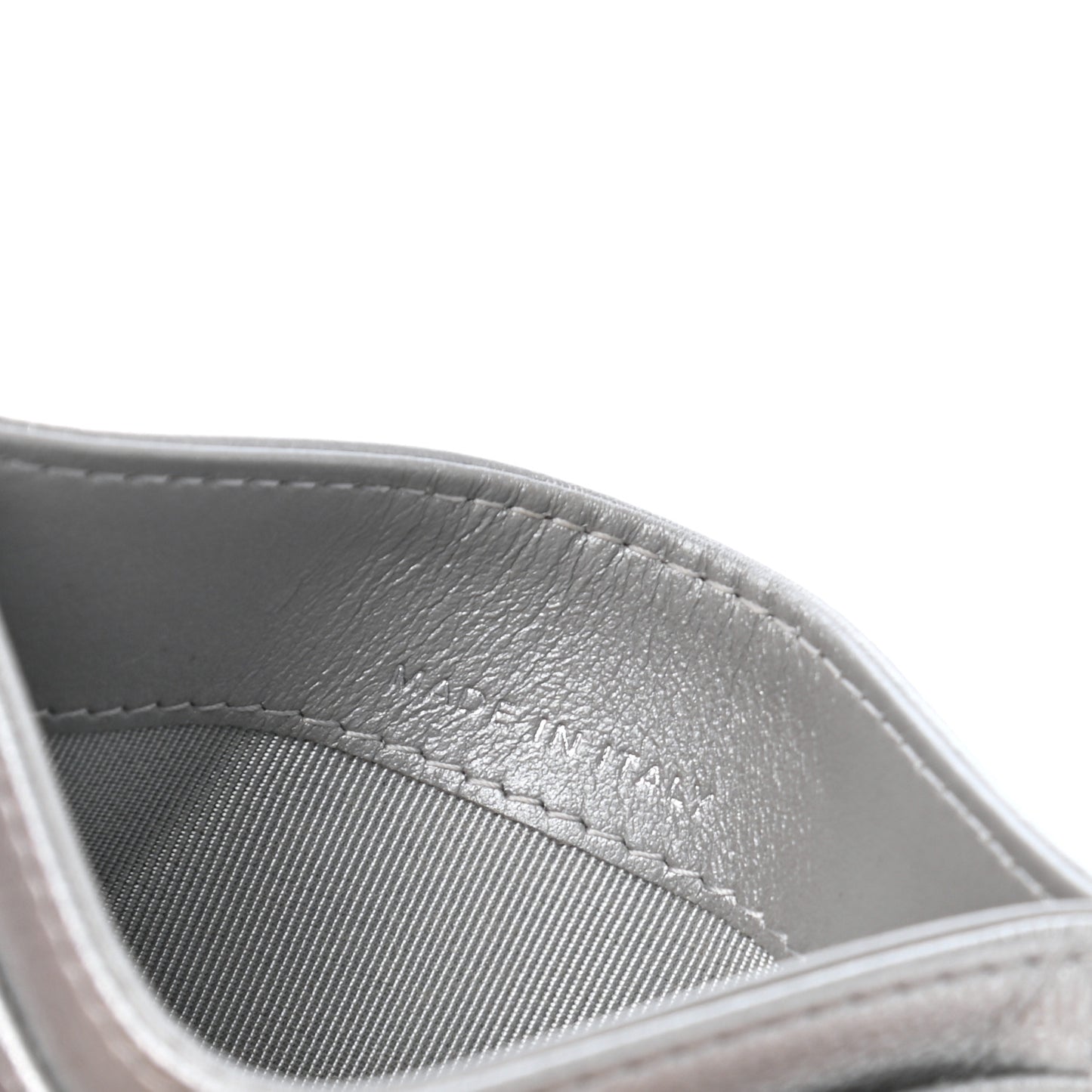 Metallic Calfskin Quilted Reissue Card Holder Silver