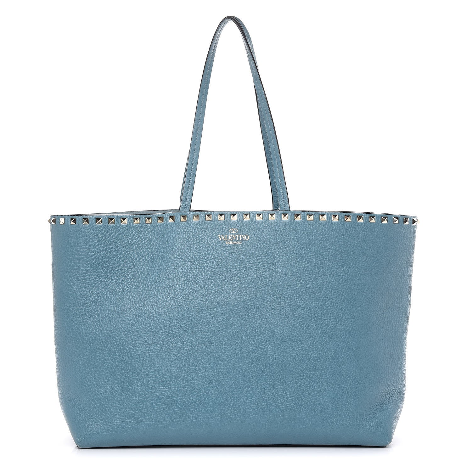 Valentino Garavani Grained Calfskin Rockstud Shoulder Tote Niagara 1 of 15