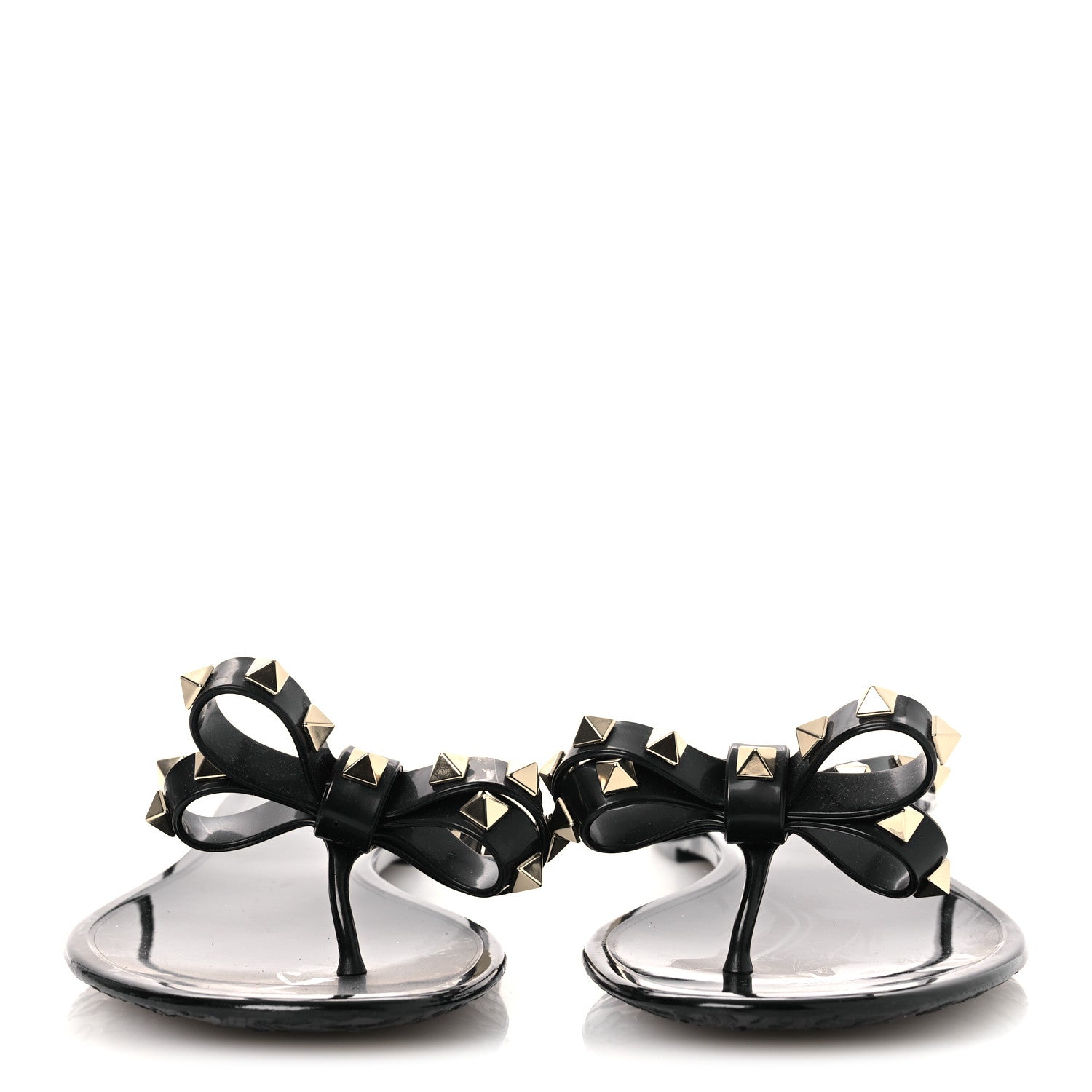 Valentino Garavani PVC Jelly Rockstud Bow Thong Sandals 40 Black 3 of 9