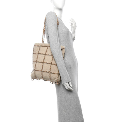 Chanel Shearling Small Shopping Chain Bag Beige 2 of 12