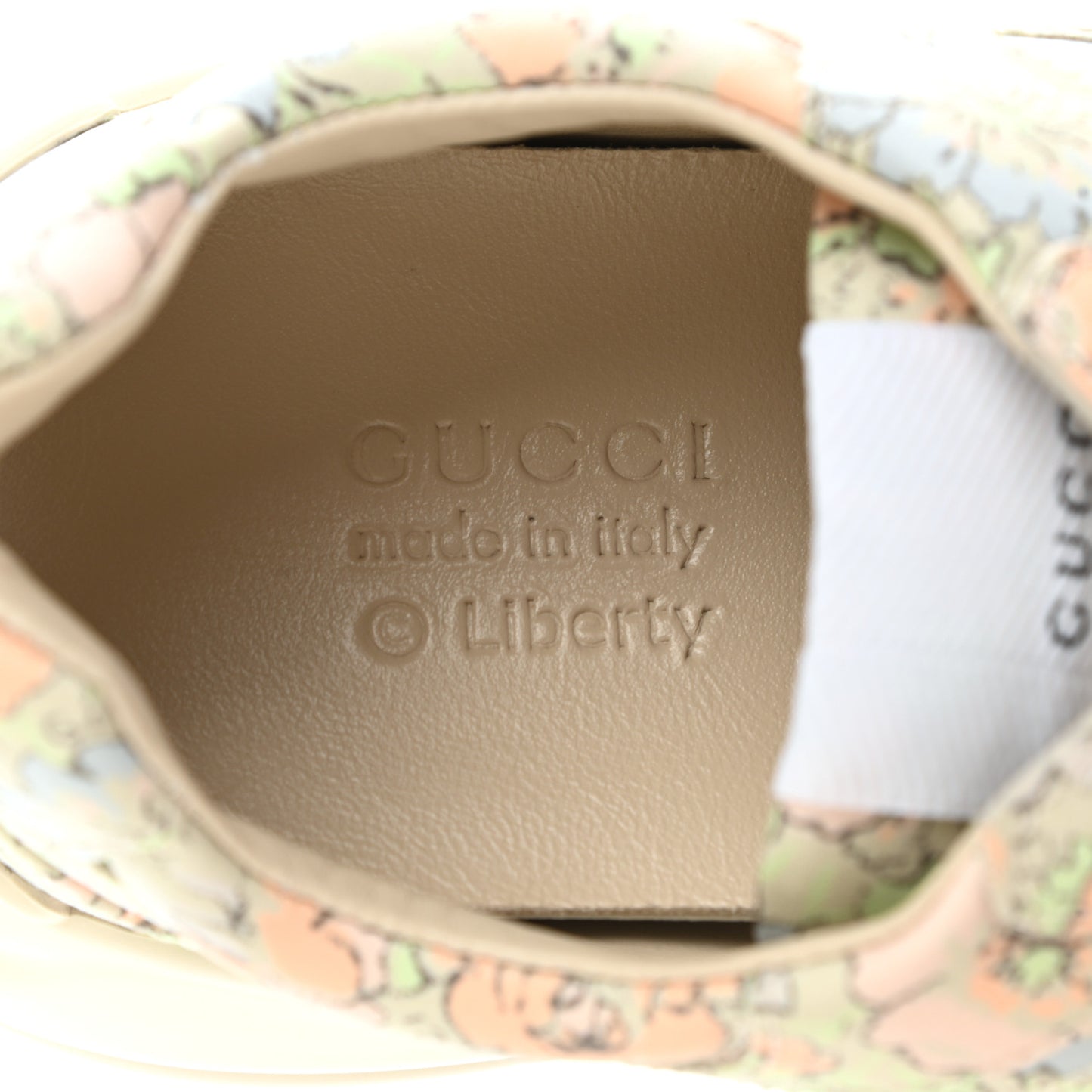 X LIBERTY OF LONDON Calfskin Infinity Tracy Womens Rhyton Sneakers 37.5 Mint Peach
