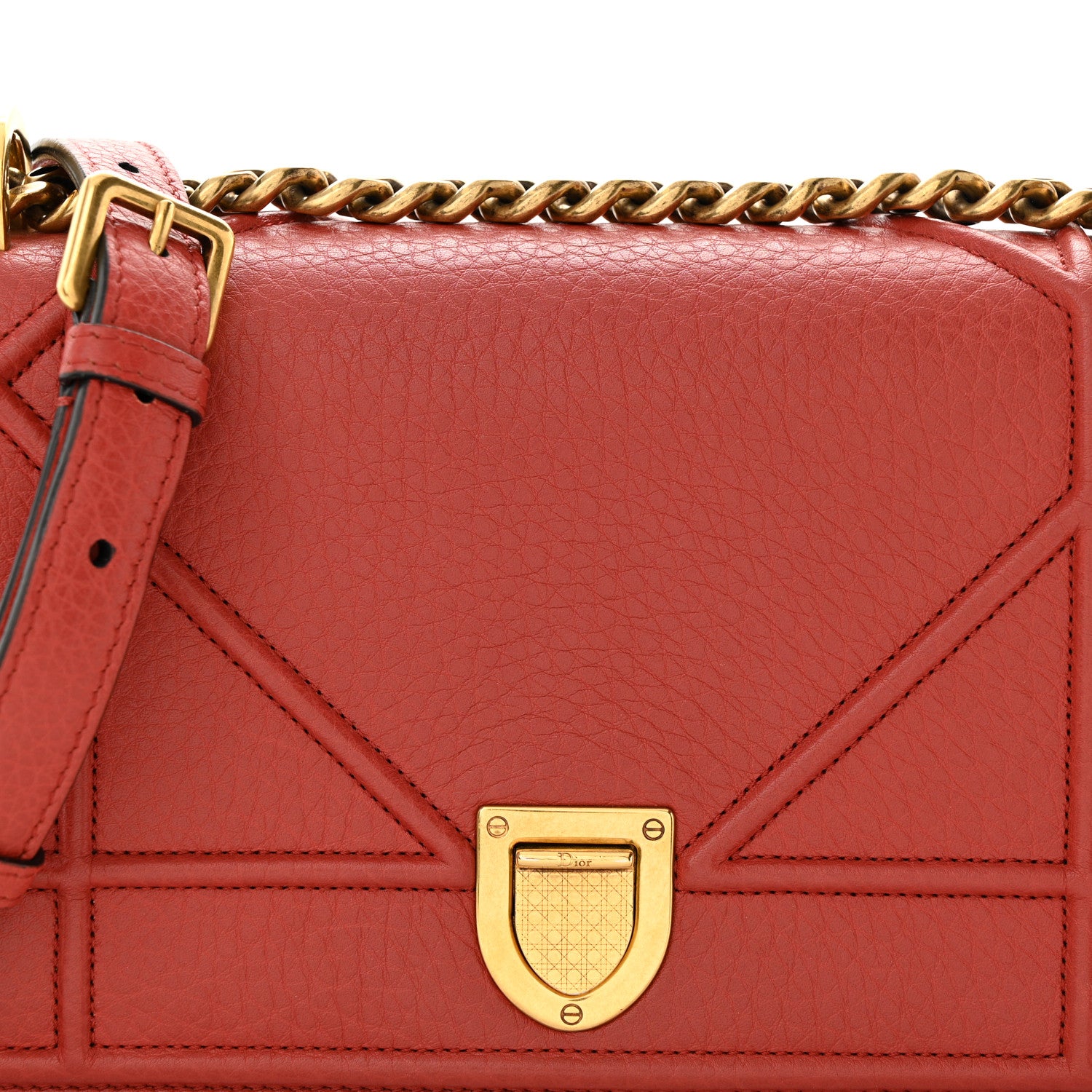 Christian Dior Grained Calfskin Small Diorama Flap Bag Red 7 of 13