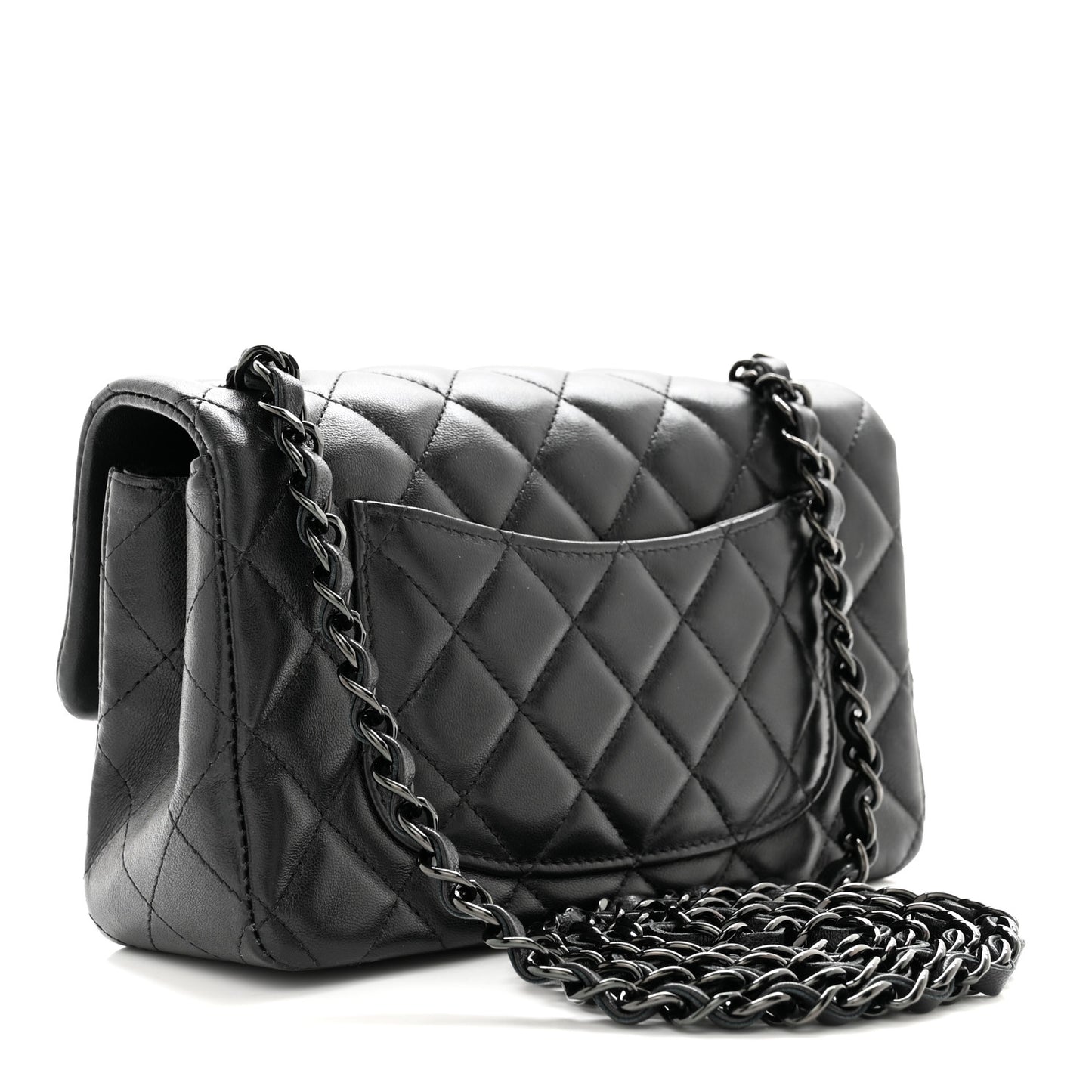 Lambskin Quilted Mini Rectangular Flap So Black