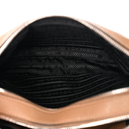 Prada Vitello Daino Soft Medium Double Zip Shoulder Bag Sesamo 8 of 11