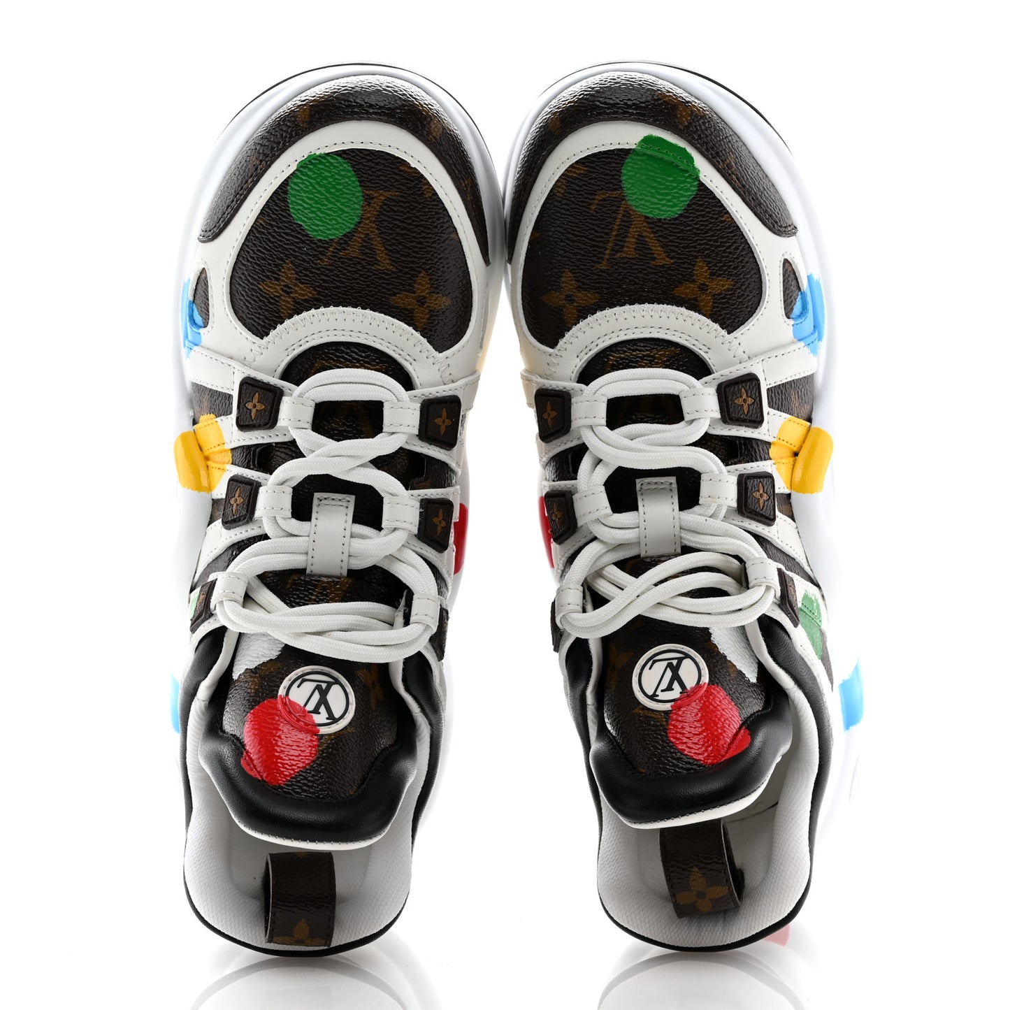 LV X YK Calfskin Monogram Dots Monogram Archlight Sneakers 38 White