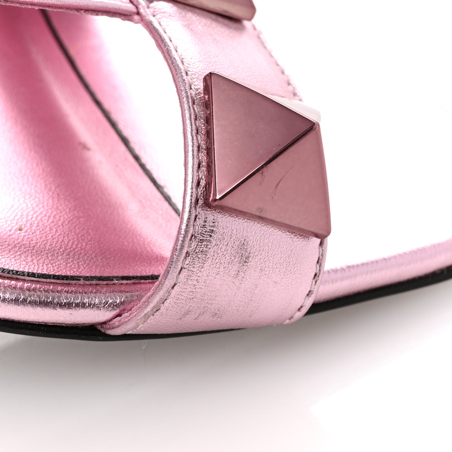 Metallic Nappa Roman Stud Flat Slide Sandals 36 Giacinto