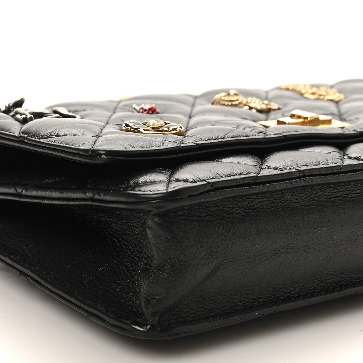 Chanel Aged Calfskin Lucky Charms 2.55 Reissue Wallet on Chain WOC Black 10 of 11