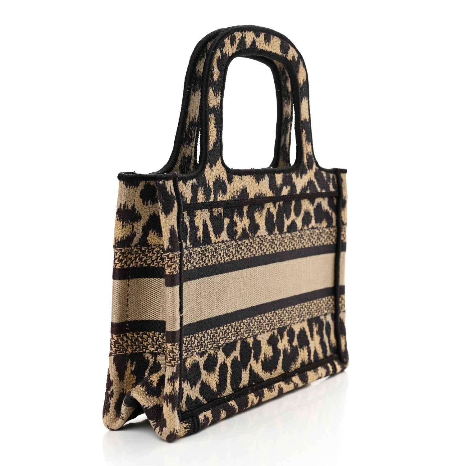 Christian Dior Canvas Mizza Embroidered Mini Leopard Book Tote Beige 3 of 12