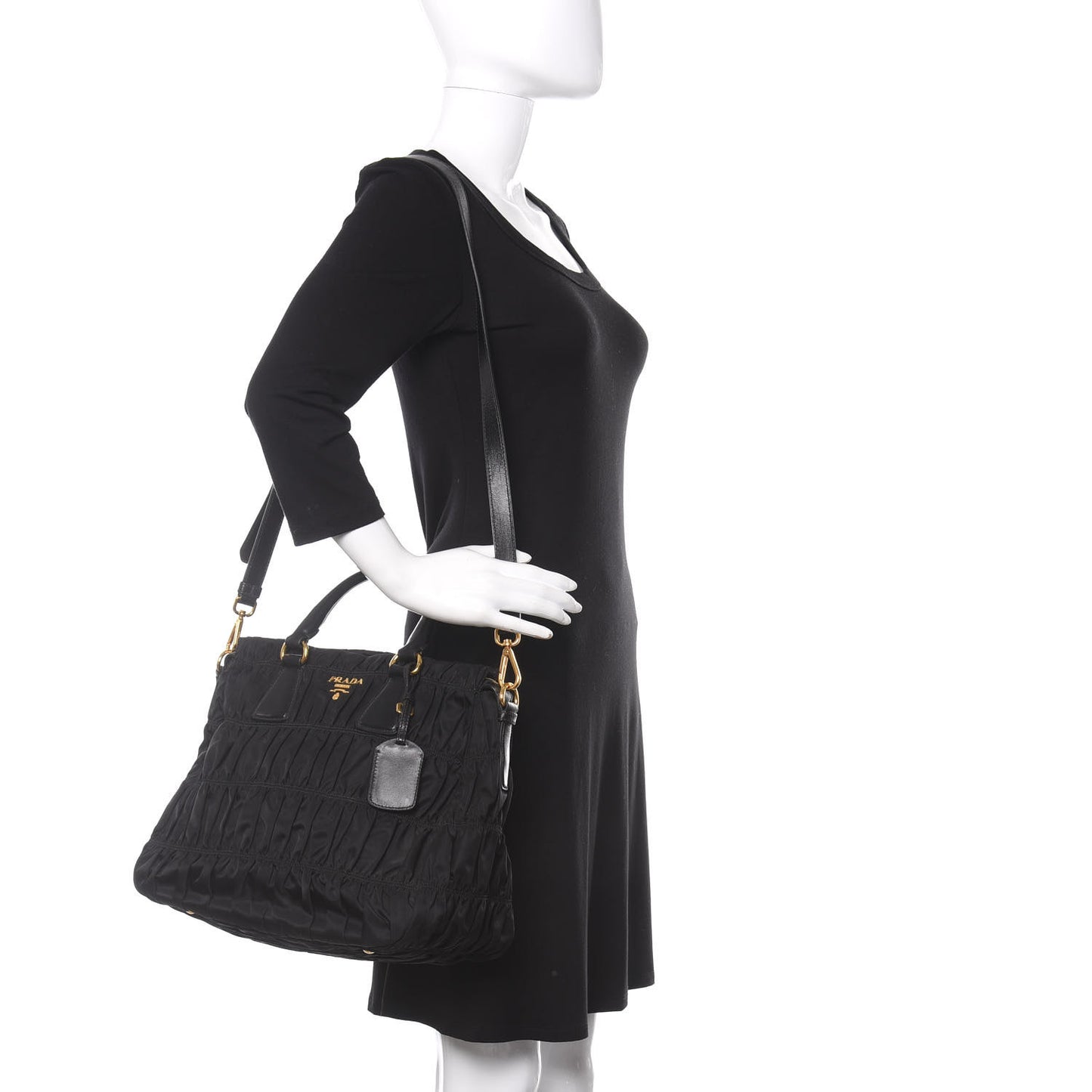 Tessuto Nylon Gaufre Tote Black